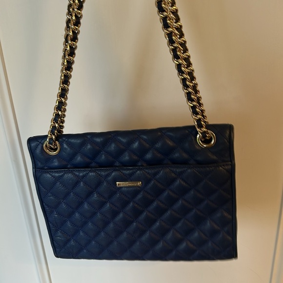 Rebecca Minkoff Large Quilted Leather Affair Bag  Blue Crossbody/Shoulder Bag - Picture 4 of 13